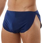 Ychnaim Mens Low Rise Split Shorts Exotic Short Lounge Boxers, Navy Blue, X-Large