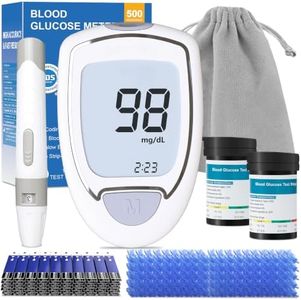 Blood Glucose Monitor, Glucometer Kit with 100 Strips and Lancets, Diabetic Testing Kit with Auto Eject, No Coding, Large Display for Seniors, Blood Sugar Testing Kit for Travel & Home Use