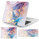 Vozehui Case Compatible with MacBook Pro 13 inch Laptop Case 2020 Release M1 A2338/A225/A2289 Touch ID, with Marble Pattern Design Protective Plastic Hard Shell Case & Keyboard Cover, Marble Purple