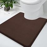 Colorxy Memory Foam U-Shaped Toilet Bath Mat, Super Soft Absorbent Non-Slip Contoured Rugs, Machine Washable Contour Bath Mats for Bathroom Toilet, 24" x 20", Coffee