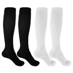 Jeffdad 2 Pairs Compression Socks for Women Men, 15-25mmHg Knee High Compression Stockings for Sport, Medical Compression Flight Socks for Nurses Running Flying Pregnancy Travel(S-M)