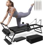 LINTRY Pilates Reformer Machine, Foldable Pilates Equipment for Home Workouts, Foldable Pilates Reformer Suit, For Reformer Body Stamina Stretching Balance Exercise Workout (Black)