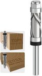 Carbide Compressiom Flush Trim Router Bit 1/4 Shank, Top & Bottom Bearing, 2+2 Flute, 1/2" Cutting Dia, 1" Cutting Length, Spiral Up-Down Pattern Template Flush Cut Router Bit for Wood Trimming