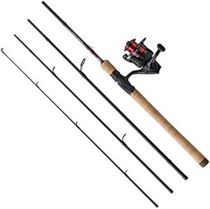 Abu Garcia Diplomat V2 Travel Combo, Rod and Reel Combo, Spinning, Lure Fishing, Supplied with Hard Travel Case, Predator Fishing, Pike/Perch/Zander, Unisex, Black/Red, 2.44m | 10-35g