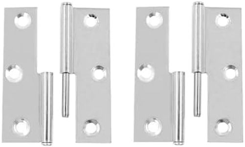 Lift-Off Hinges,Heavy Duty Detachable Hinge,TTZEZE Small Flag Hinge,Slip Butt Door Hinge,Iron Disconnecting Hinge,2.5" Removable Hinges,Rising H Door Hinges for Cabinets Boxes Wardrobes Right Silver