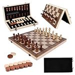 Wooden Chess and Checkers Game Set,