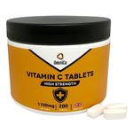 OmniCo Vitamin C Tablets – 1100mg – 200 Vegan Tablets - Vitamin C for Immunity Support, VIT C Supplement for Immune System, Hair, Skin & Nails Vitamins for Women & Men, High Strength Vitamin C