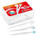 KUGUAN Disposable Mini Toothbrush Travel Toothbrushes with Toothpaste Portable for Portable for Work or Travel Mint (Peppermint, 48 count-2pack)