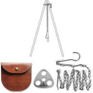 GOLDACE Stainless Steel Camping Gear and Equipment - Campfire Cooking Accessories Set - Radiate Portable Round Cookware - Dutch Oven Camping Cookware - Outdoor Camp Tripod Cooking, Silver