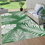 Cekene Patio Rugs for Garden Waterproof Green 150x245cm lightweight Outdoor Camping Rugs Reversible Plastic Straw Rug UV Resistant Area Floor Rug for Outside BBQ Deck Balcony Porch