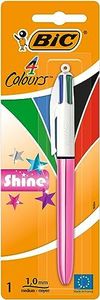 BIC 4 Couleurs Shine Stylo-Bille Rétractable Pointe Moyenne (1,0 mm) - Corps Assortis Métallisés (Sans Choix Possible), Blister de 1