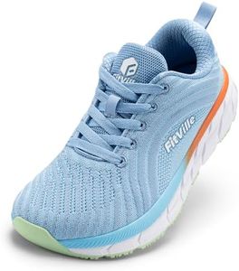 FitVille Women's Wide Toe Box Road Running Shoes Wide Athletic Tennis Sneakers FlowCore Running Shoes V2 Sky Blue
