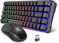 Snpurdiri 60% Wireless Gaming Keyboard and Mouse Combo,LED Backlit Rechargeable 2000mAh Battery,Small Membrane But Mechanical Keyboard + 6D 3200DPI Mice for Gaming,Business Office