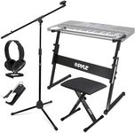 Pyle Heavy-Duty Electric Keyboard Accessories, E Piano Equipment Pack Includes Height Adjustable Z Shape Keyboard Stand, Keyboard Stool, Microphone Stand, Headset, and Sustain Pedal, Black