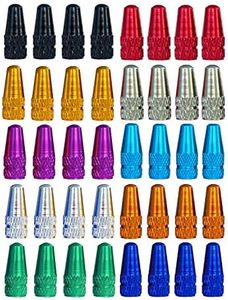 Winorda 40 Pieces 10 Colors Bike Tire Valve Stem Caps Aluminum French Bicycle Air Tire Caps Bike Valve Caps Presta Valve Caps Alloy