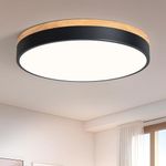 Vikaey LED Ceiling Light, Black Flush Ceiling Light 15.74 inch, Ceiling Lamp for Living Room Kitchen Hallway Bedroom 4000K 36W