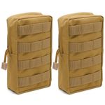 2 Pcs Tactical Molle Pouch, Hiking Waist Bag Nylon EDC Bag Military Waist Pack Small Gear Gadget Organiser Bag for Outdoor Hunting, Camping, Hiking, Trekking (Brown)