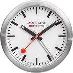 Mondaine - Alarm Clock A997.MCAL.16SBB - Table Clock 125mm - Official Swiss Railways Clock Aluminium Casing Hands visible in the dark - Dust Resistant