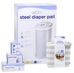 Ubbi Diaper Changing Value Set, Odor Locking Modern Design Baby Accessory Must Have Set Includes Grey Diaper Pail, Diaper Sacks, Odor Absorbing Gel, Travel Chaning Mat and Diaper Pail Waste Bags