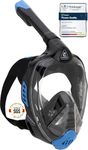 CRESSI Bali Full Face Mask Black/Blue S/M - Unisex Integral Snorkel Mask, Anti Fog Clear Lens, 100% Silicone, Dry Snorkel with Float Valve, Action Cam Mount, Adjustable Strap, Black/Blue, S/M