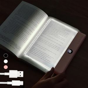 Book Light, Rechargeable Full-Page Clear LED Reading Light with 3 Color Modes & Timer, Dimmable Eye‑Friendly Lamp, Portable Flat Light for Reading in Bed, Perfect Gifts for Book Lovers(White)
