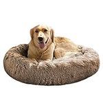 MDEHO Dog Beds for Large Medium Small Dogs Round Cat Bed, Calming Pet Beds Fur Donut Cuddler Bed