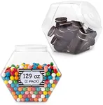 129 Oz Hexagon Cookie Jars with Lids ( 2 Pack) Wide Mouth Plastic Jars with Lid Reusable & Recyclable Shatterproof Jars Clear Plastic Jars for Cookies, Candy, Laundry Detergent Pods Stock Your