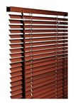 PVC woodgrain effect windows shutters for privacy home offices Blinds - Strong Trimmable Easy fit child safe window curtains - Walnut colour - Width 60cm x Drop 213cm