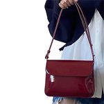 Iordan Handbag Retro Patent Shoulder Bag For Women Flap Small Square Bag Fashion Underarm Crossbody Bag Ladies Handbag Purse-Red