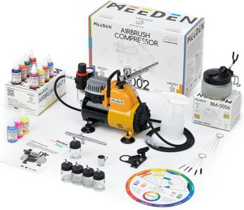 MEEDEN Airbrush Kit with Compressor – 24 Color Paint Set