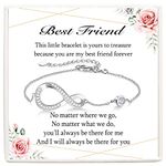 KORAS Best Friend Gift for Women, Friendship Bracelet Sterling Silver Infinity Best Friend Bracelet for Girls, Jewellery Gifts for Friends on Birthday Graduation Christmas