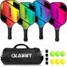OLANNY Graphite Pickleball Paddles 4 Pack - Premium Rackets Fiber Face & Polymer Honeycomb Core Pickleball Set Includes 4 Pickleball Paddles + Balls+1 Bag (Gradient Pickleball Paddles)