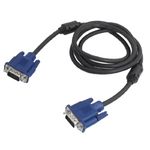 Black Blue VGA 15 Pin Male to Male Plug Computer Monitor Cable Wire Cord 1.5M