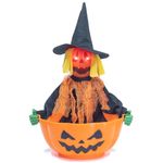 ITART Halloween Orange Candy Bowl Pumpkin Animated Candy Dish Halloween Decorations for Treat or Trick Candy Holder Container