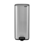 Brabantia Bo Pedal Bin 30L (Matt Steel) Fingerprint Proof, Soft Closing Waste Bin with Light Pedal Operation, Easy to Clean Removable Plastic Inner Bucket with Free PerfectFit Rubbish Bags Included
