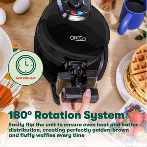 BELLA Classic Belgian Waffle Maker – Non-Stick, Stainless Steel