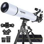 Telescopes for Adults Astronomy, 80mm Aperture 900mm Professional Refractor Telescope for Kids & Beginners, Compact and Portable Travel Telescopio with Carrying Bag and Designed Phone Adapter