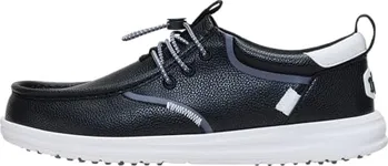 HEYDUDE Men's Wally Golf Classic TG Slip On Shoe, Black/Onyx Size 11 | Lightweight Spikeless Golf Shoe | Flexible Traction | Easy On Fit