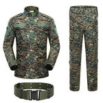 H World Shopping Military Tactical Mens Hunting Combat BDU Uniform Suit Shirt & Pants with Belt Woodland Digital AOR2 (Medium)