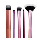 Real Techniques Artist Essential Makeup Brush Set, Aluminum Handles, UltraPlush Bristles, Includes Eye Liner Brush and Foundation Brush, Set of 5