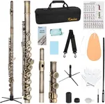 Kmise Closed Hole C Flute, Responsive Flute Instrument, Premium and Durable Flutes with Gig Bag, Collapsible Stand, Beginner's Guide, Cleaning Kit - Effortless for Beginners, Students (Bronze)