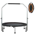 Panana Foldable Mini Trampoline 40'' Fitness Trampoline Rebounder，Exercise Trampoline with Adjustable Foam Handle, 330lbs Capacity, Trampoline for Adults Indoor/Garden Workout