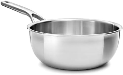 KitchenAid MultiPly 3PLY Poêle de Chef en Acier Inoxydable Sans PFAS, 20 cm/2,36 L Triply, Multiclad, Induction, Va au four jusqu'à 220°C, Lave-Vaisselle, Argent