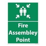 RDLCAR Fire Assembly Point Sign, 1mm Rigid Plastic, 400mm x 300mm, Fire Action Safety, Health & Safety Signs, Building Exit Use, Outdoor Space, Emergency Safety Labels, 1-Pack