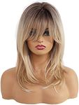 Blonde Wigs Women Long Curly 18 inch Light Blonde Hair Wigs Synthetic Layered Long For White Women Girls With Dark Roots