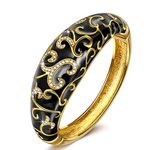 QIANSE "Spring of Versaille" Black Handmade Retro Style Bangle Bracelet with Crystals, Fashion Bangle Bracelets for Women Jewelry Gifts for Women 2017