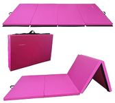 Signature Fitness All Purpose 4'x8'x2" Extra Thick High Density Anti Tear Gymnastics Gym Folding Exercise Aerobics Mats, Pink