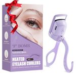 C-Shaped Heated Eyelash Curler Fast Heat Up in 5s - Rechargeable Electric Eyelash Curler for 24H Long Lasting Curls - Safe Anti-Burn Lash Curler Elevate Your Beauty with Stunning Lashes (Purple, L)