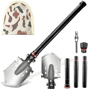 LONLEEYU Folding Survival Shovel, 180 Degree Folding Multifunctional Portable Camping Shovel, Military Tactical Survival Shovel, Survival Gear and Equipment for Backpacking Hiking Car Emergency