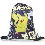 Pokemon Glow In The Dark Drawstring Gym Bag Pikachu School Sack PE Kit Kids Teens Swim Bag